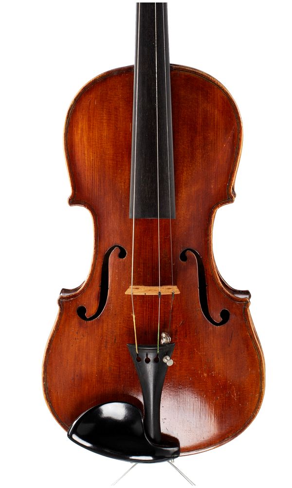 A violin, labelled Peter Rhodes, 1898