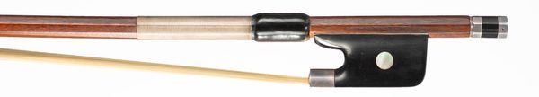 A silver-mounted cello bow, branded Caressa & Francais Paris