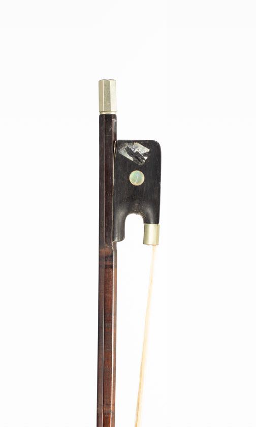 A nickel-mounted cello bow, unbranded