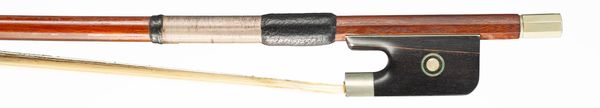 A nickel-mounted cello bow, branded Alfred Knoll
