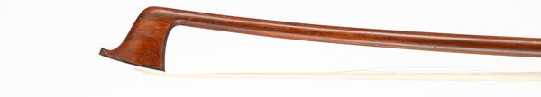 A nickel-mounted cello bow, branded L. Bausch