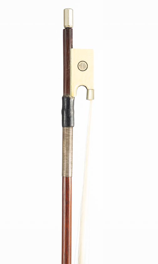 A nickel and bone-mounted violin bow, unbranded