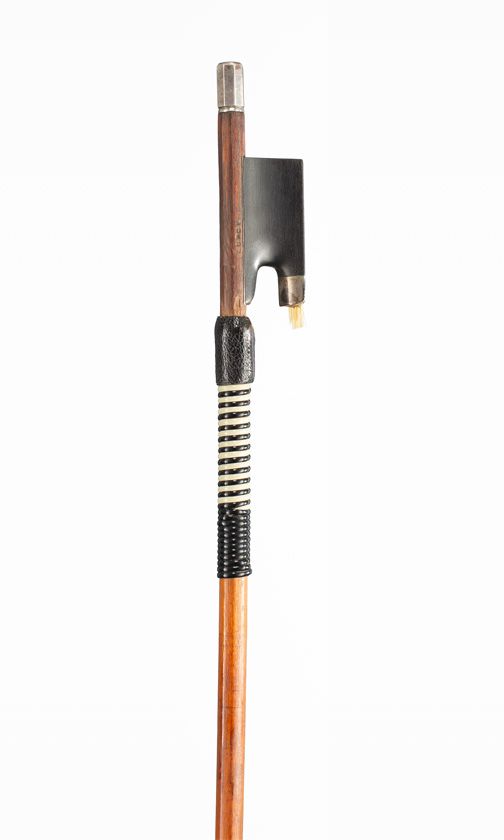 A silver-mounted violin bow, branded Lupot