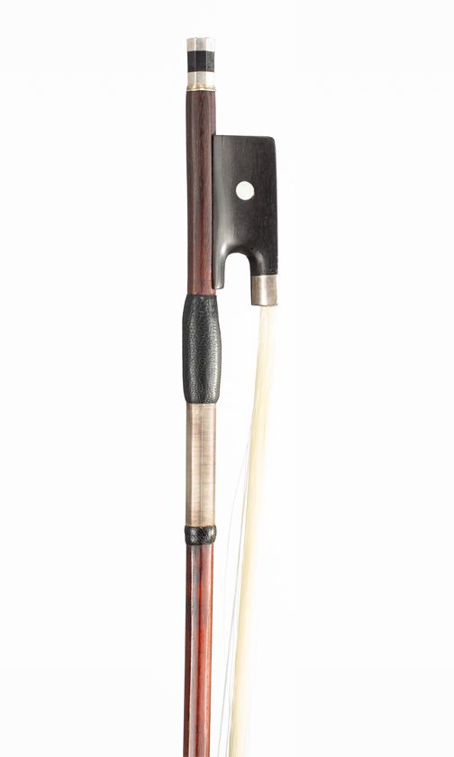 A silver-mounted violin bow, unbranded