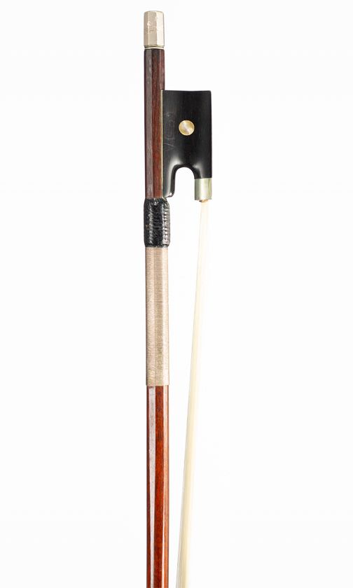 A nickel-mounted violin bow, unbranded