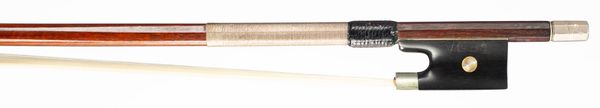 A nickel-mounted violin bow, unbranded