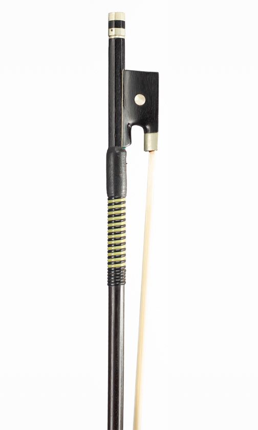 A nickel-mounted violin bow, unbranded