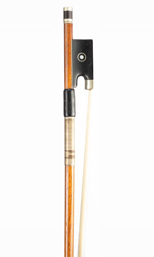 A small sized nickel-mounted violin bow, unbranded