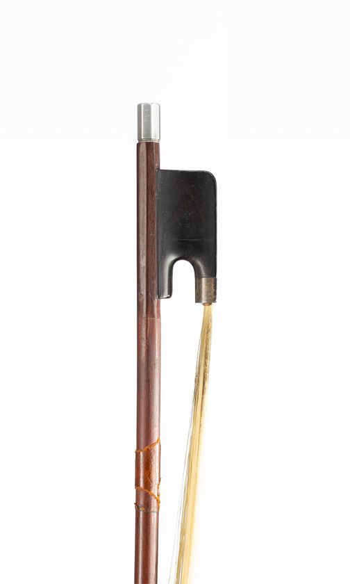 A small-sized silver-mounted cello bow, branded Hill