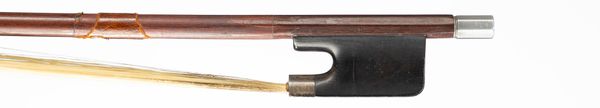 A small-sized silver-mounted cello bow, branded Hill