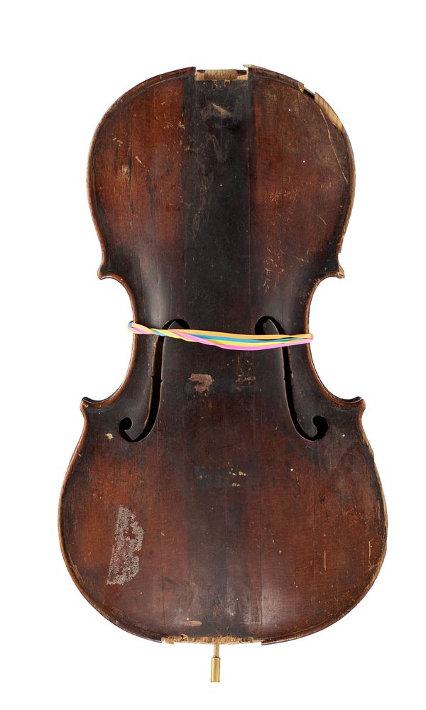 A violin, labelled Giuseppe Fiscer
