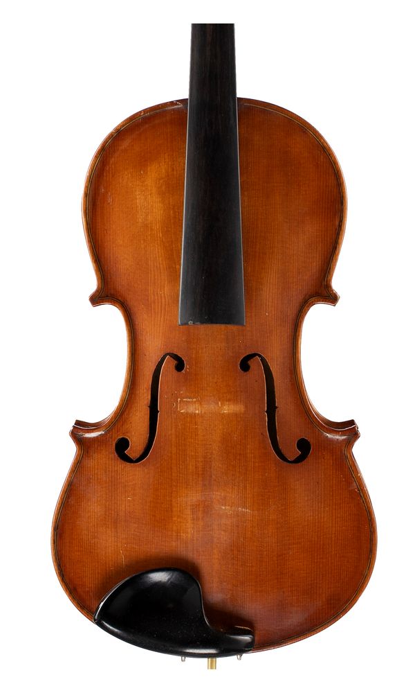 A violin, labelled James A Leask