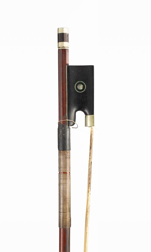 A nickle-mounted violin bow, unbranded