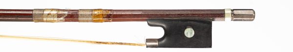 A silver-mounted violin bow, branded Hawkes and Sons