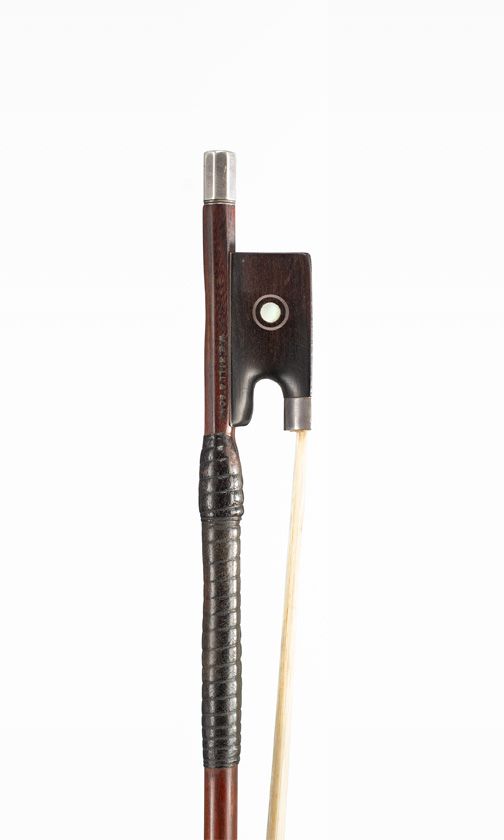 A silver-mounted violin bow, branded W. E. Hill & Sons