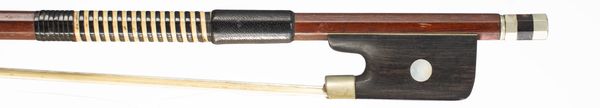 A nickel-mounted viola bow, unbranded