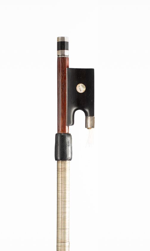 A silver-mounted violin bow, unbranded