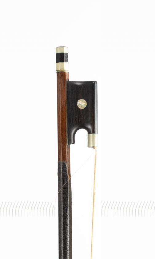 A nickel-mounted violin bow, unbranded