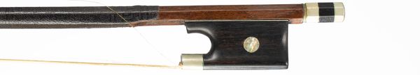 A nickel-mounted violin bow, unbranded