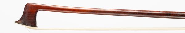 A nickel-mounted violin bow, branded H. Metzner