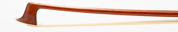 A nickel-mounted violin bow, branded August Rau