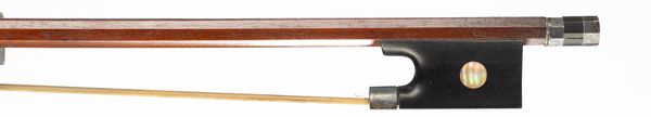 A silver-mounted violin bow, unbranded