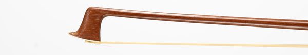 A nickel-mounted violin bow, branded Bausch