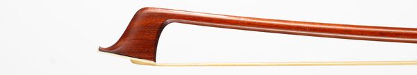 A nickel-mounted cello bow, branded Ary France