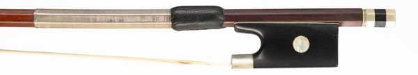 A nickel-mounted violin bow, unbranded