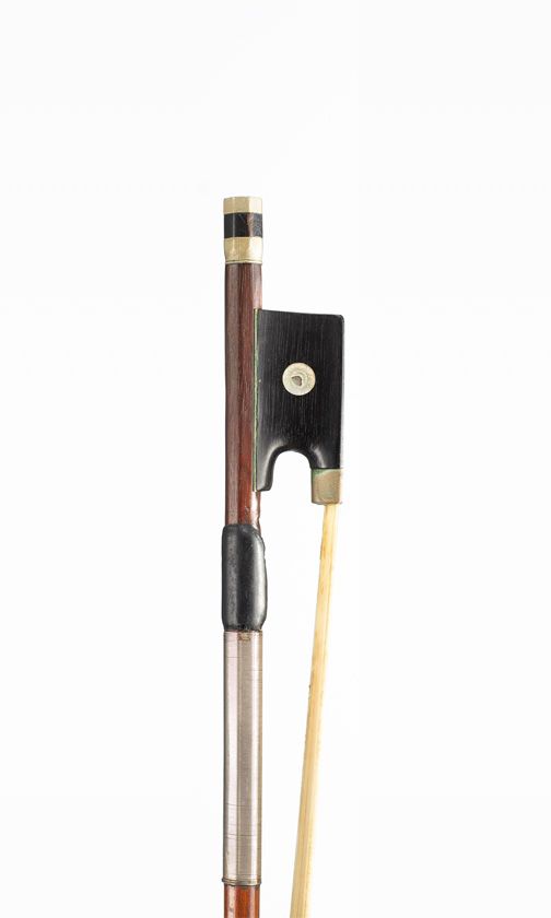 A nickel-mounted violin bow, unbranded