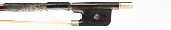 A nickel-mounted cello bow, unbranded