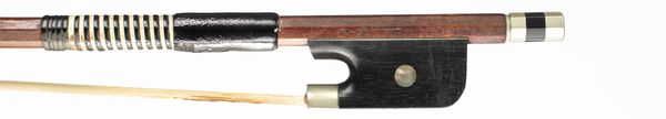 A nickel-mounted viola bow, branded W. Seifert