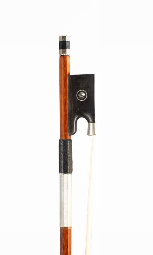 A nickel-mounted violin bow, unbranded