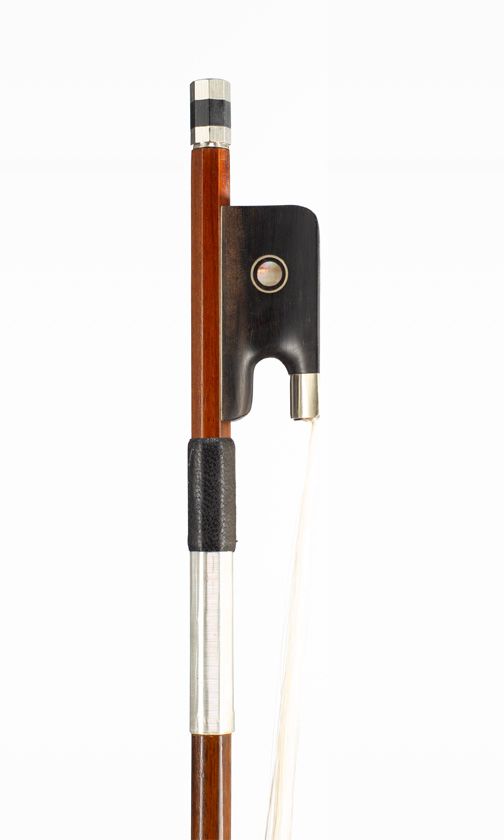 A nickel-mounted cello bow, unbranded