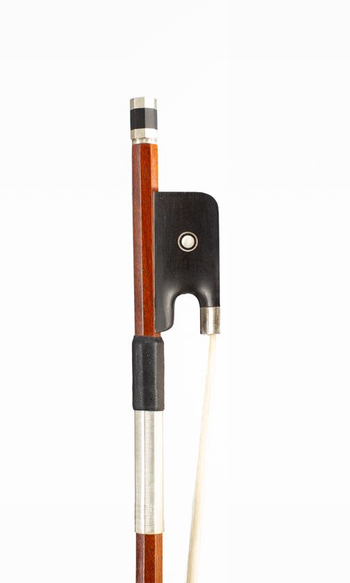 A silver-mounted cello bow, unbranded