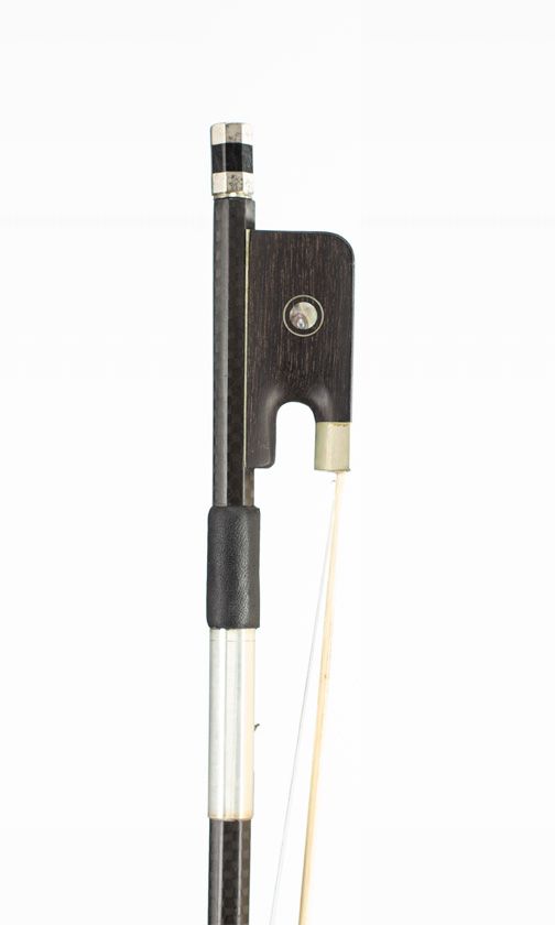 A nickel-mounted cello bow, unbranded