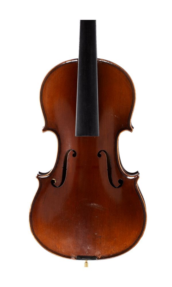 A half sized violin, labelled Antonius Stradiuarius