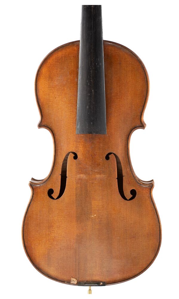 A violin, branded J. E. Vickers
