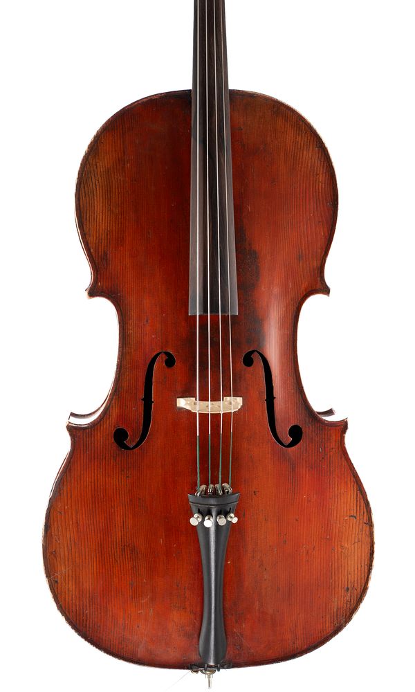 A cello, labelled Antonius Stradiuarius