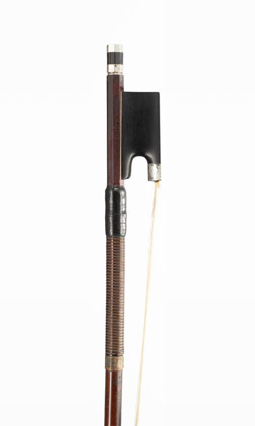 A silver-mounted violin bow, branded Dodd