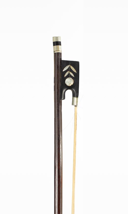 A nickel-mounted violin bow, unbranded