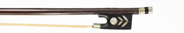 A nickel-mounted violin bow, unbranded
