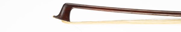 A nickel-mounted violin bow, branded Vuillaume