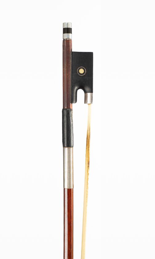 A silver-mounted violin bow, unbranded