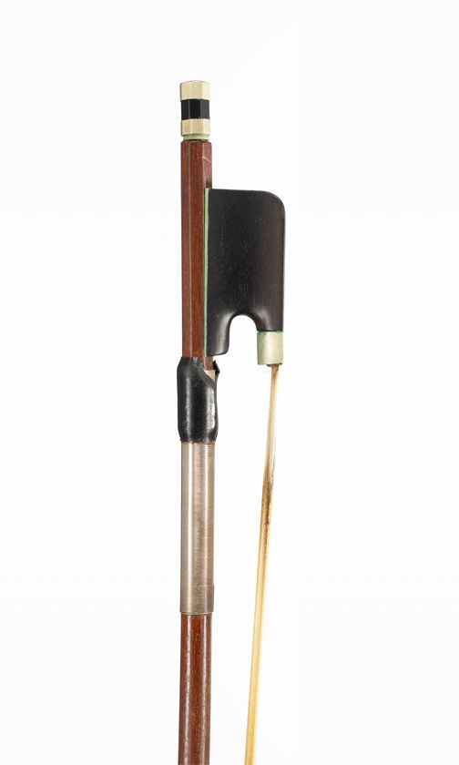 A nickel-mounted cello bow, unbranded