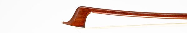 A nickel-mounted cello bow, branded Dörfler
