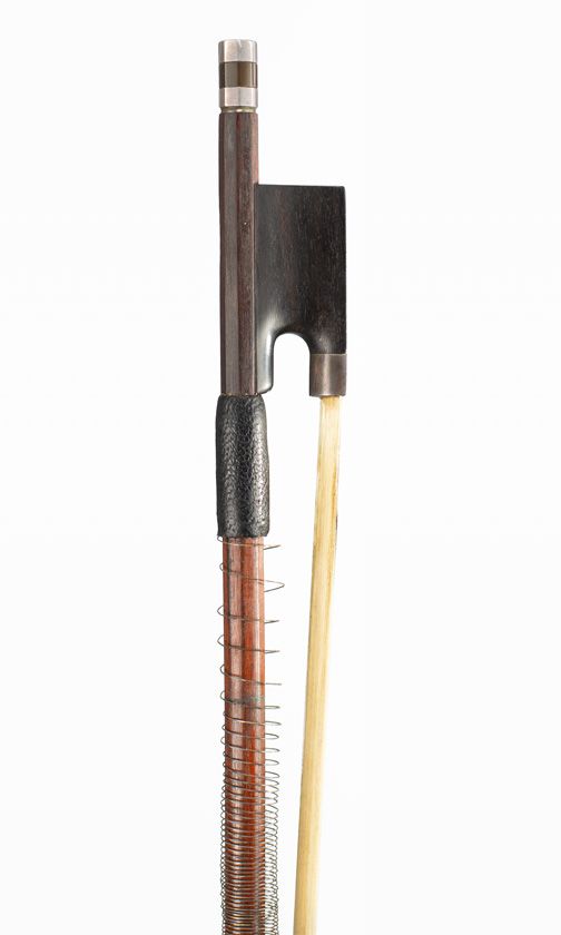 A silver-mounted violin bow, unbranded