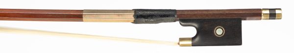 A gold-mounted violin bow, branded P. R. Leblanc