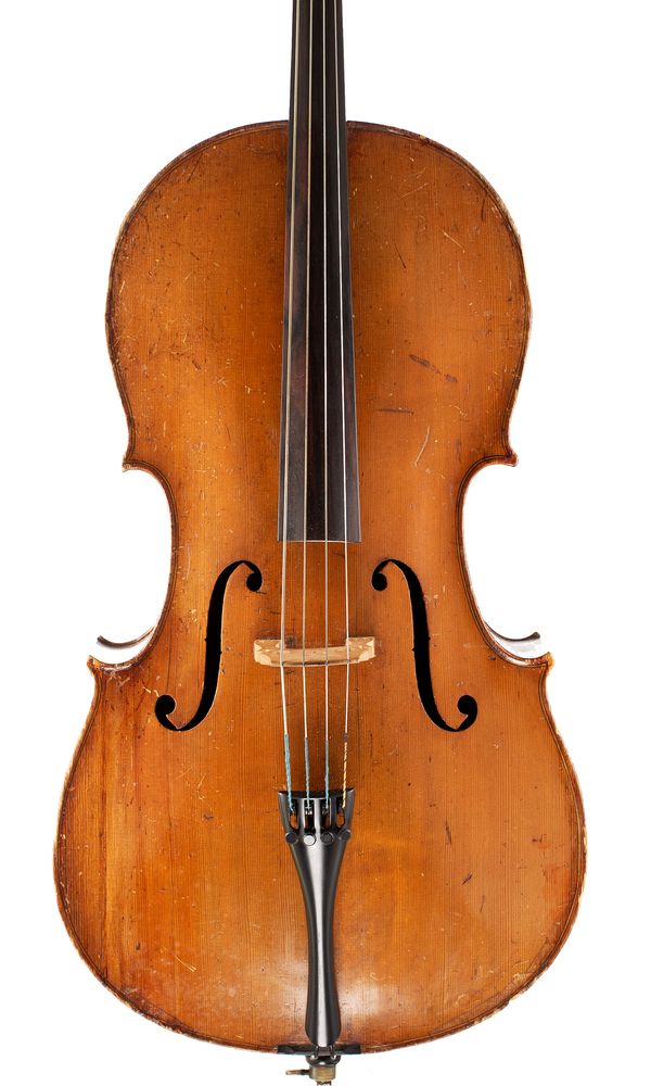 A three quarter-sized cello, unlabelled