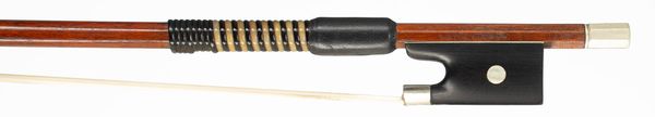 A nickel-mounted violin bow, branded L. Otto Reichel